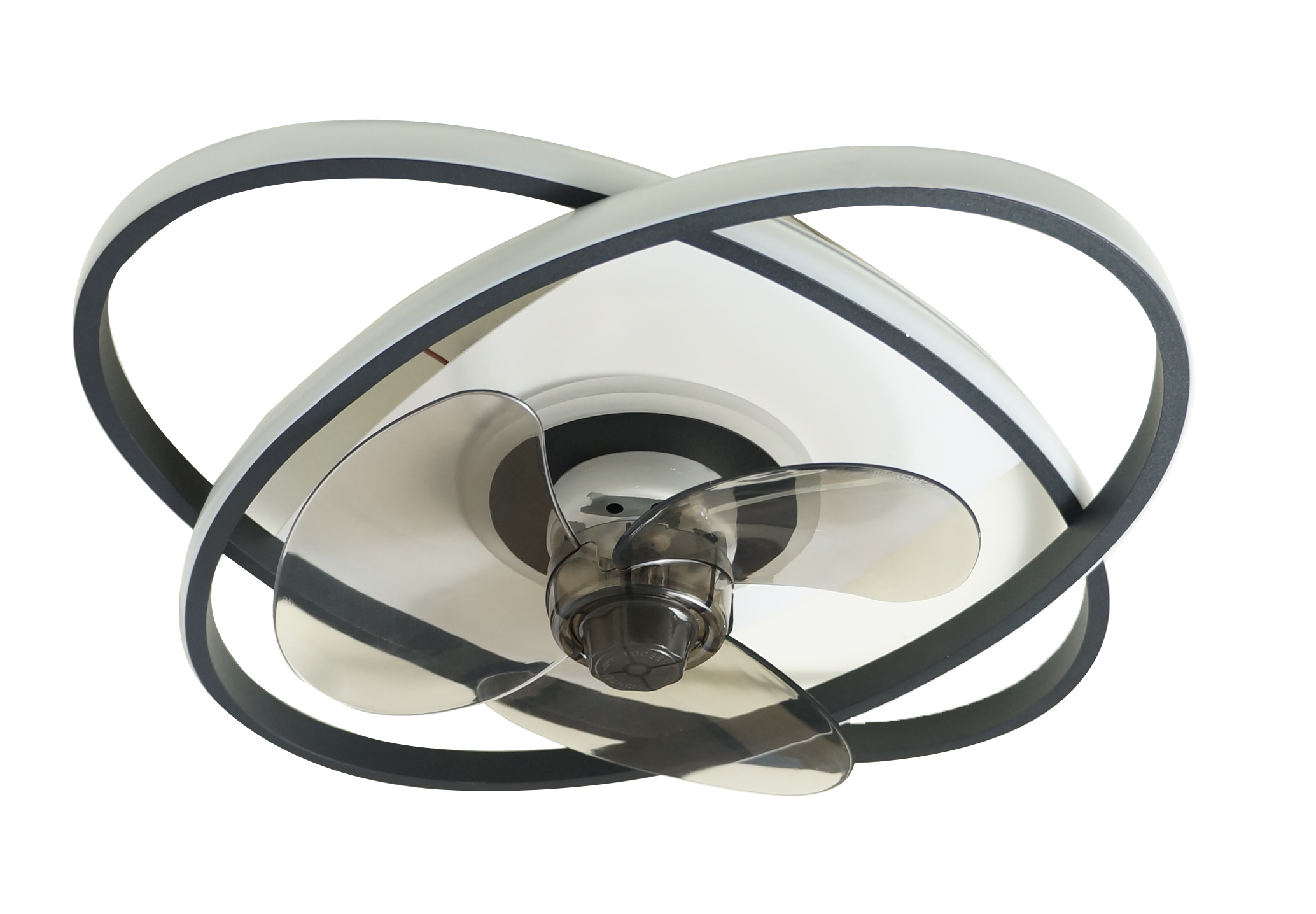 Airbena, ventilador de techo moderno para comedor con luz LED circular, luz de techo semiempotrada con control remoto